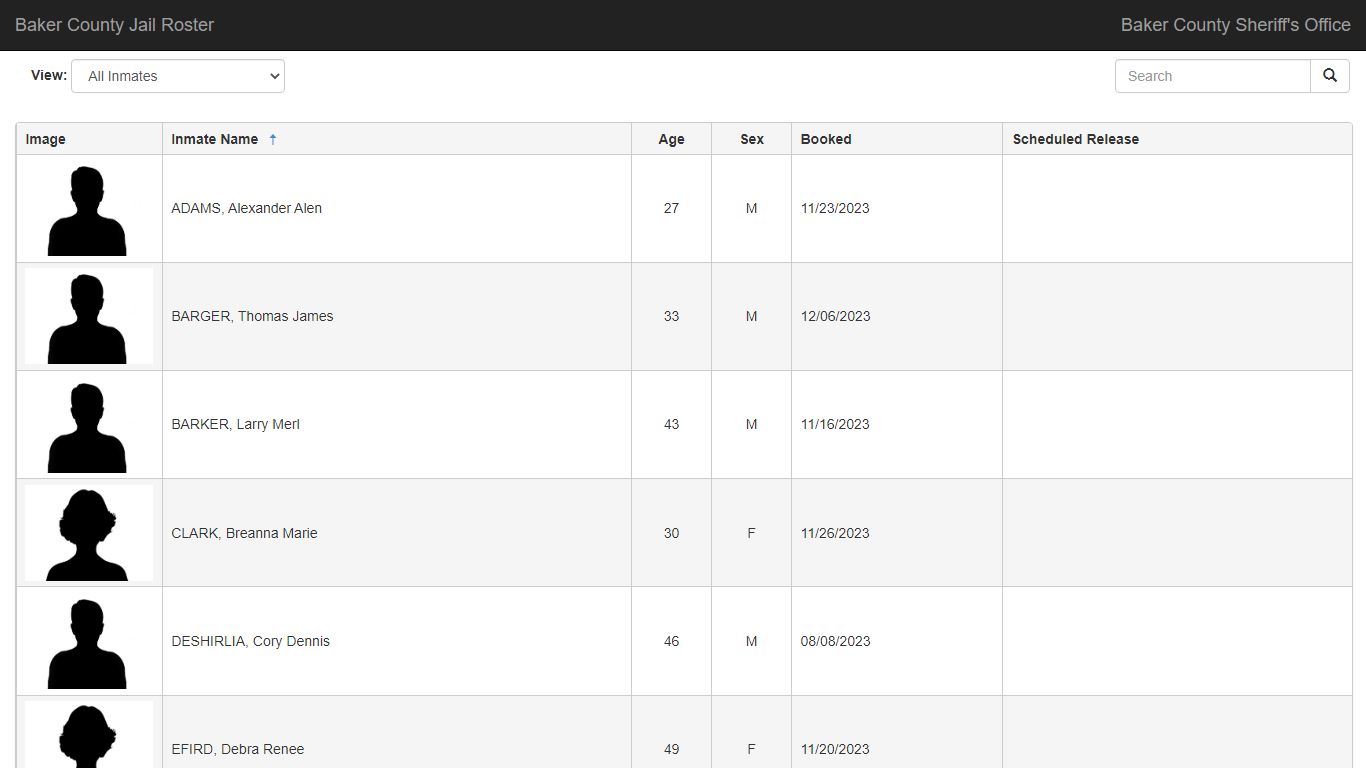 Baker County Jail Roster - Jail Roster